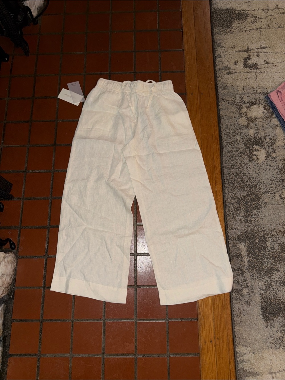 Christian Siriano Cream Wide-Leg Drawstring linen pants size xs NWT